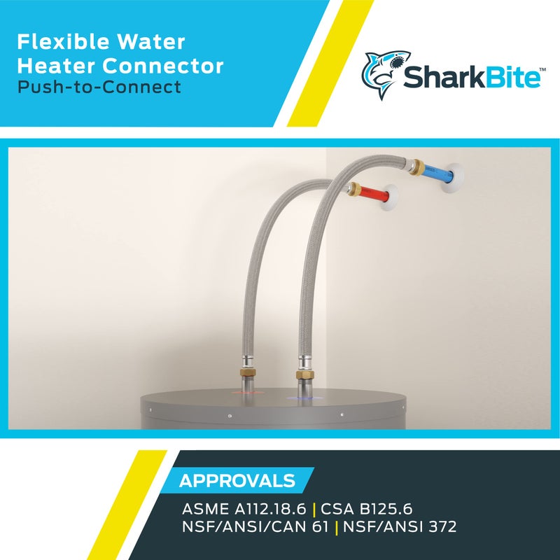SharkBite 3/4 Inch x 3/4 Inch FIP x 24 Inch Stainless Steel Braided Flexible Water Heater Connector, Push To Connect Brass Plumbing Fitting, PEX Pipe, Copper, CPVC, PE-RT, HDPE, U3088FLEX24LF - Image 5